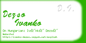 dezso ivanko business card